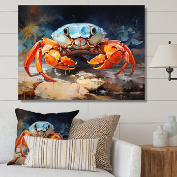 Crab Coastal Guardian Collage - Coral Crab Wall Art